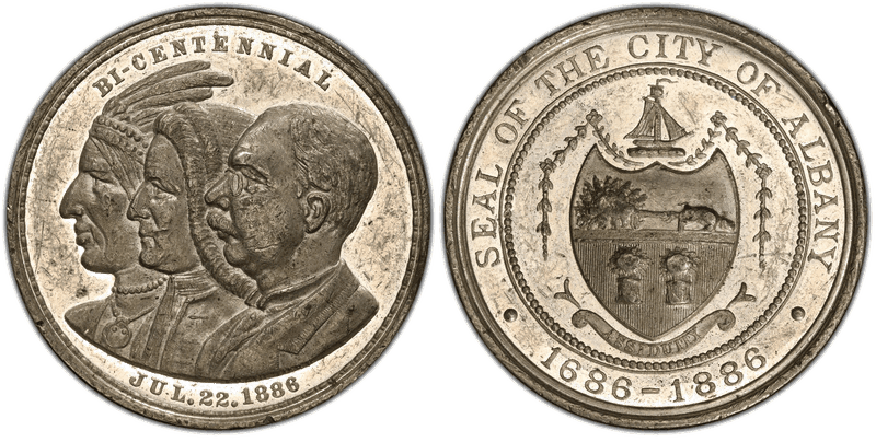1886 Medal Bi-Centennial White Metal 38mm Albany NY