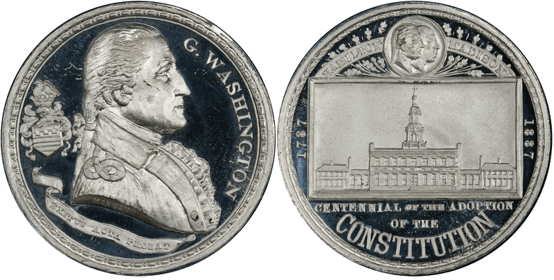 1887 White Metal Medal GW-1009, Constitution Centennial