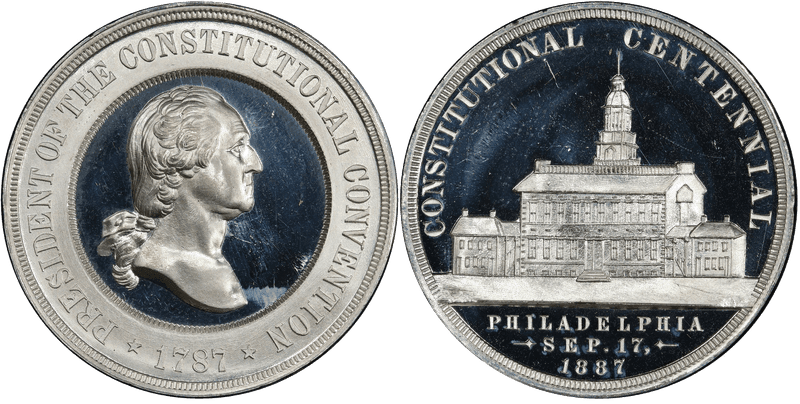 1887 White Metal Medal GW-1041, Constitution Centennial