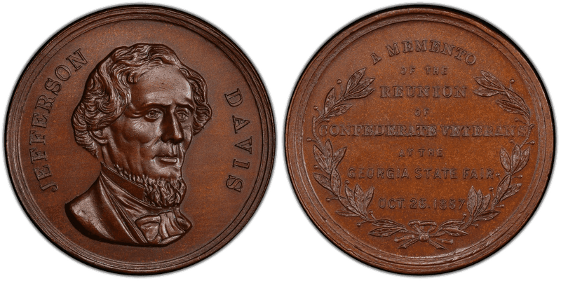 1887 Medal Reunion of Confederate Veterans Bertram C887-104a1 Jefferson Davis Bronze