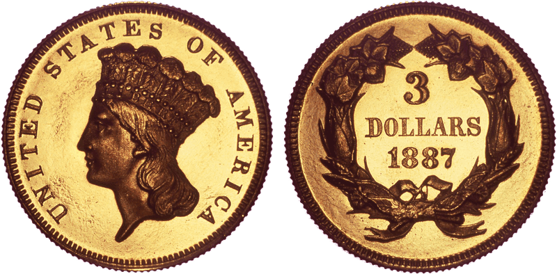 1887 Indian Princess Three Dollar