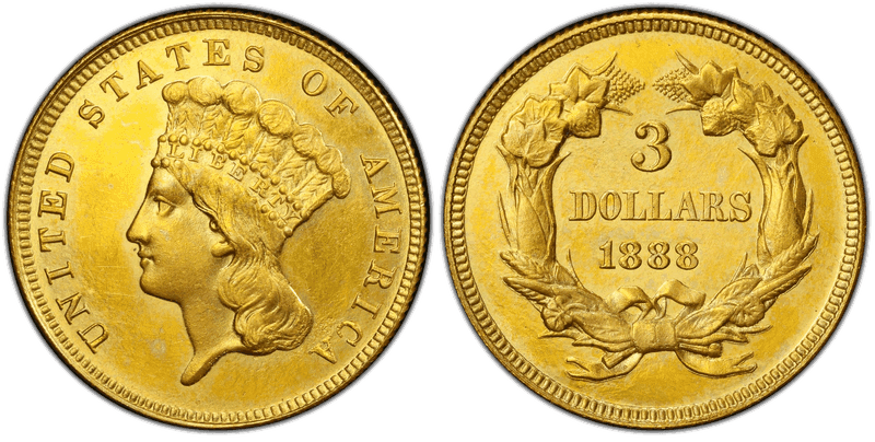 1888 Indian Princess Three Dollar