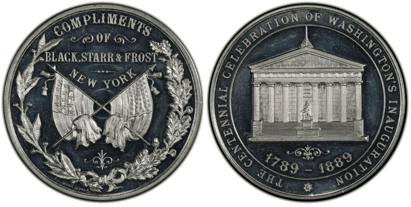 1889 White Metal Medal GW-1108, Black, Starr & Frost