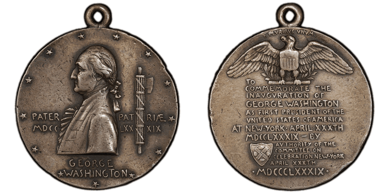 1889 Silver Medal GW-1136, by St. Gaudens Inaugural Centennial Badge