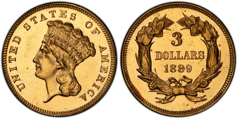 1889 Indian Princess Three Dollar