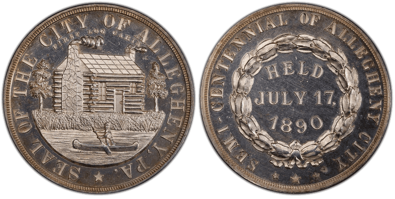1890 Silver So-Called Dollar HK-617b, Allegheny City Semi-Centennial