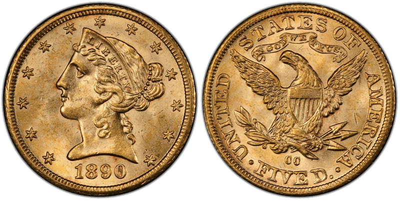 1890 Liberty Head Half Eagle