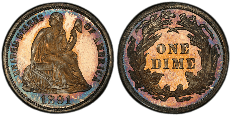 1891 Proof Seated Liberty Dime