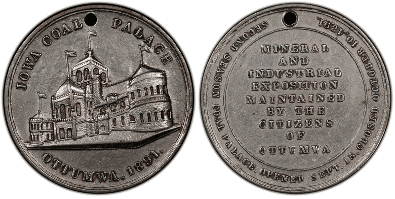 1891 Medal HK-Unlisted Silvered Copper Ottumwa Coal Palace