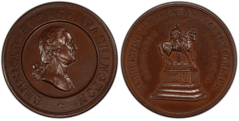 1891 Bronze So-Called Dollar HK-763, Washington Monument, Allegheny Park