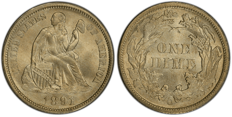 1891 Dime coin