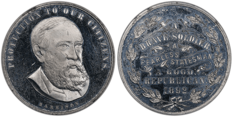 1892 Medal DeWitt BH-1892-2 Al Benjamin Harrison Campaign