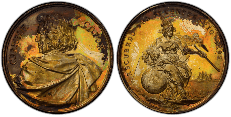 1892 Medal Eglit-224 Silvered Bronze Christopher Columbus