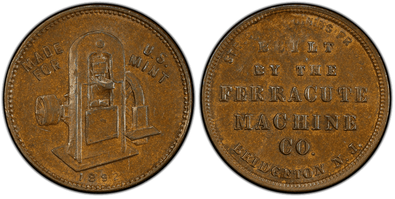 1892 Token Ferracute Coining Press Copper