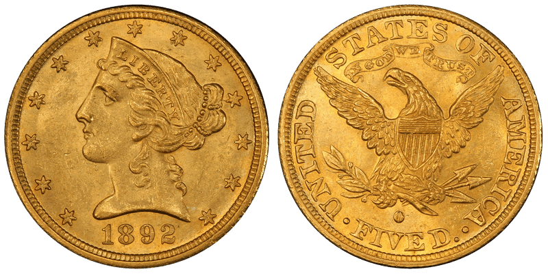 1892 (O) Liberty Head Half Eagle