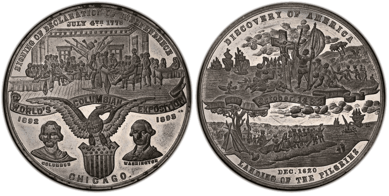 1893 Medal Eglit-36a White Metal 58mm World's Columbian Expo