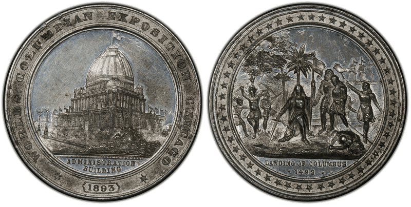 1893 Medal Eglit-54 White Metal 50mm World's Columbian Expo