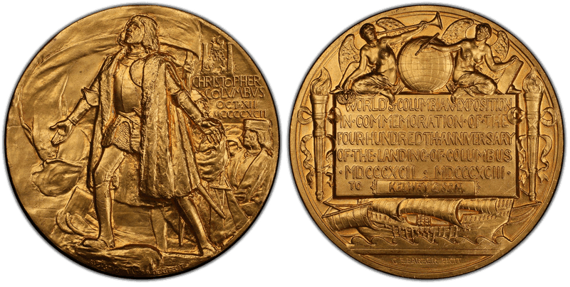 1893 Medal Eglit-90 Gilt-Bronze 77mm World's Columbian Expo