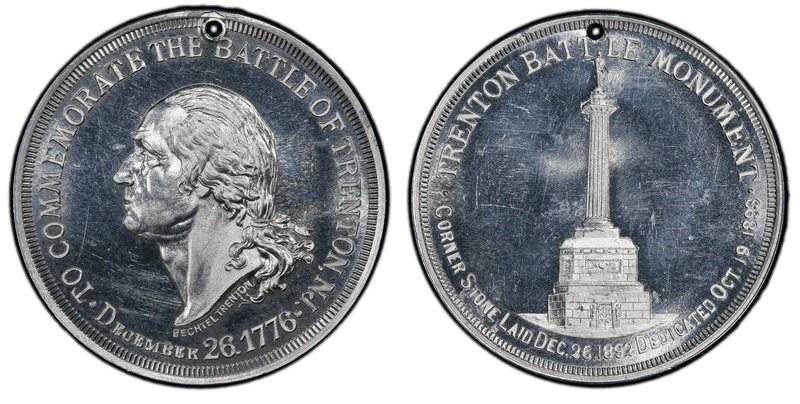 1893 So-Called Dollar HK-128, Baker-B-324A Aluminum Holed Trenton Battle Monument