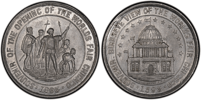 1893 So-Called Dollar HK-166, Columbian Expo Bird's Eye View Aluminum