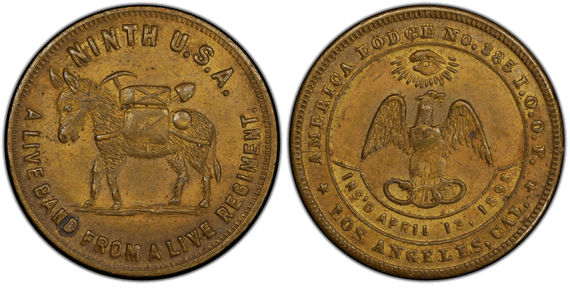 1895 Token TC-598573 Brass America Lodge No. 385 I.O.O.F. CA