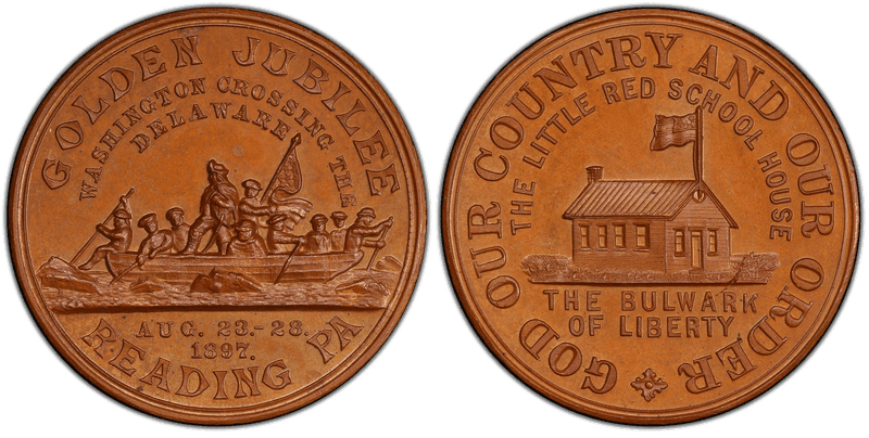 1897 Bronze Medal Golden Jubilee, Reading, PA The Little Red School House