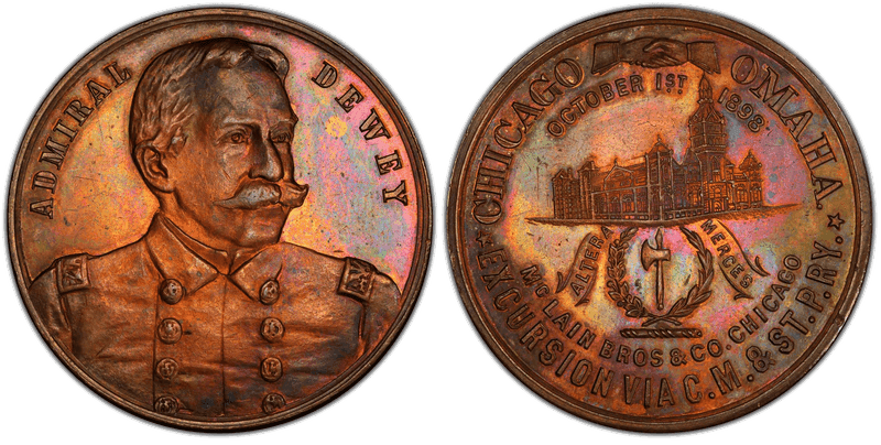 1898 Bronze Medal Admiral Dewey 38mm McLain Bros & Co.