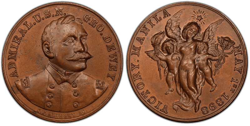 1898 Medal Admiral Dewey Bronze 32mm Victory, Manila