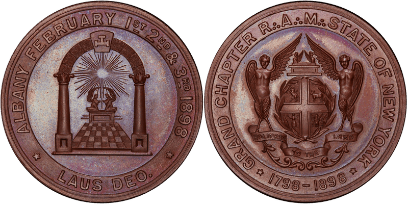 1898 Medal NY Masonic Lodge Medal 100th Anniversary-Bronze