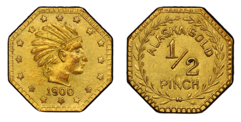 1900 Alaska Half Pinch Gold Token - X-Tn14