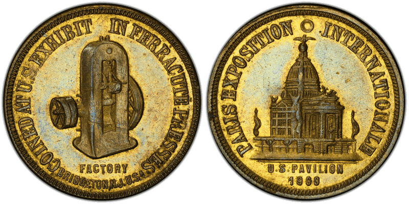 1900 Token Rualu-NJ-Brg-4 Brass Paris Exposition International