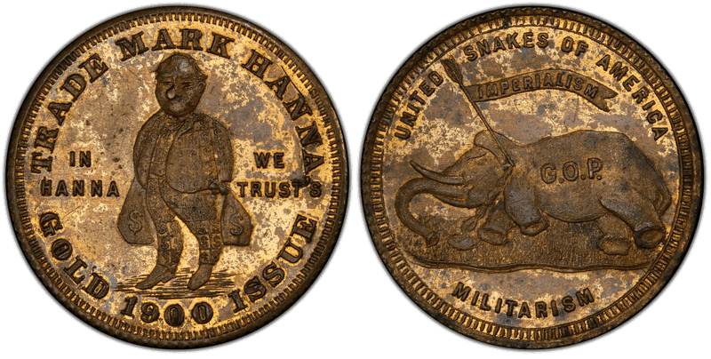 1900 Token Sch-PS2 Mark Hanna Brass United Snakes of America