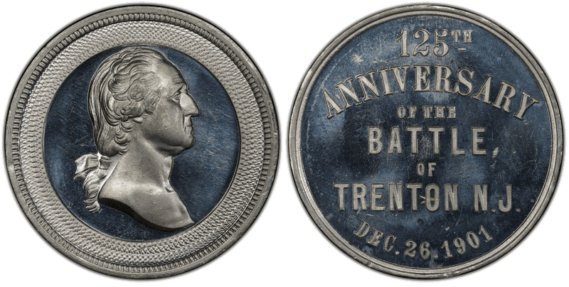 1901 White Metal Medal Baker-1832A, Masonic 125th Ann. Battle of Trenton