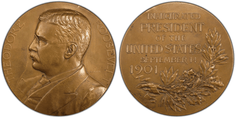 1901' Medal Theodore Roosevelt Bronze First Inauguration 76mm