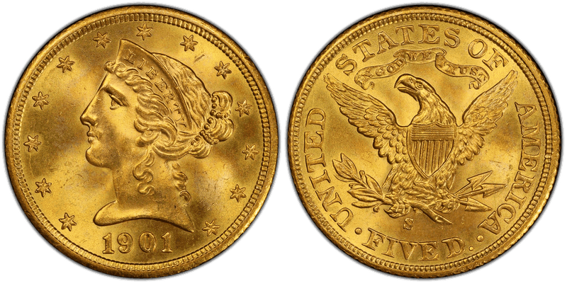 1901 (S) Liberty Head Half Eagle - 1/0