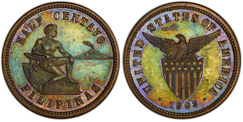 1903 Proof Philippine Half Centavo