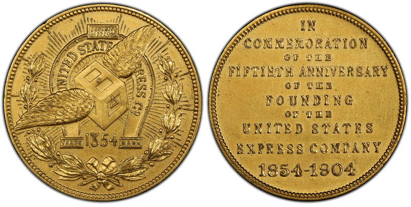 1904 Brass So-Called Dollar HK-736, U.S. Express Co., 50th Anniversary