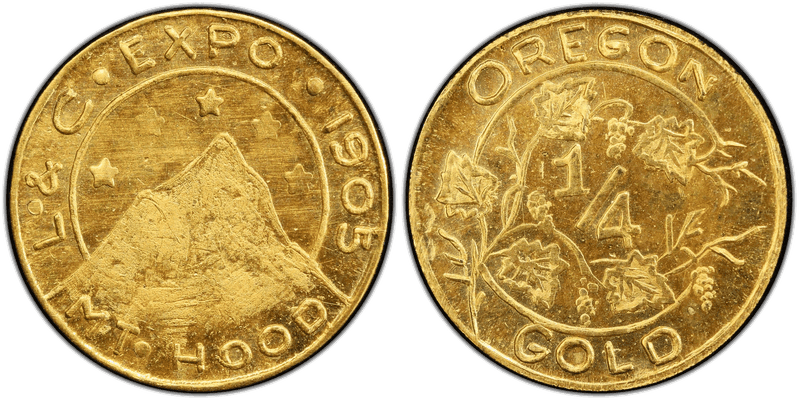 1905 Lewis & Clark Exposition Gold Quarter Token - X-Tn1