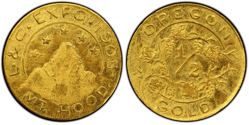 1905 Lewis & Clark Exposition Gold Half Dollar Token - X-Tn2