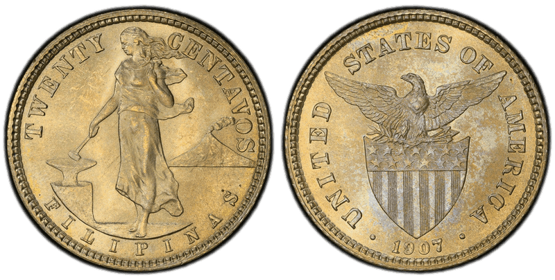 1907 Philippine Twenty Centavos
