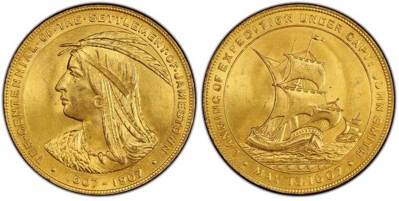1907 So-Called Dollar HK-347, Jamestown Gilt Bronze