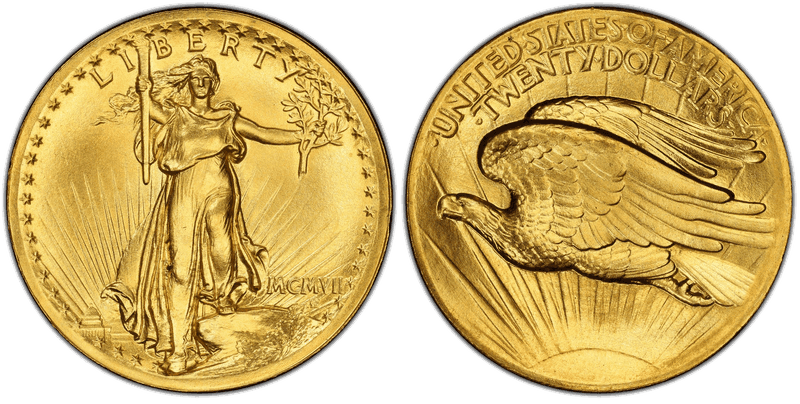 1907 St. Gaudens Double Eagle - High Relief Wire Edge