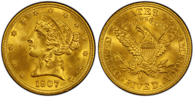 1907 (D) Liberty Head Half Eagle