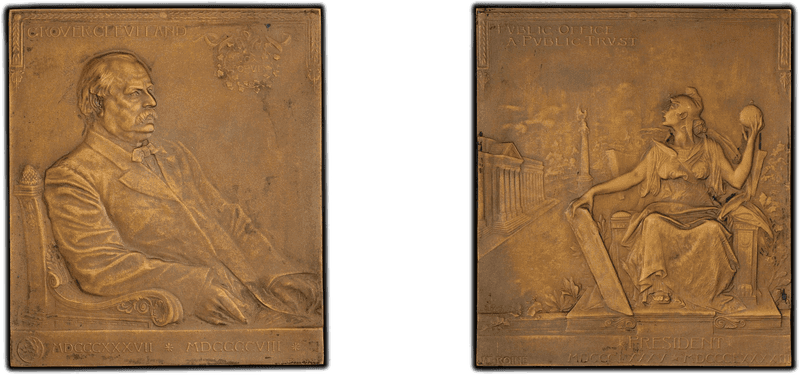 1908 Medal Medallic Art Co., Bronze Grover Cleveland Memorial