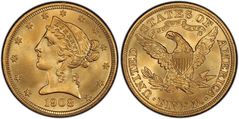 1908 Liberty Head Half Eagle