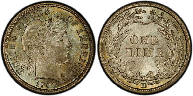 1908 (D) Barber Dime