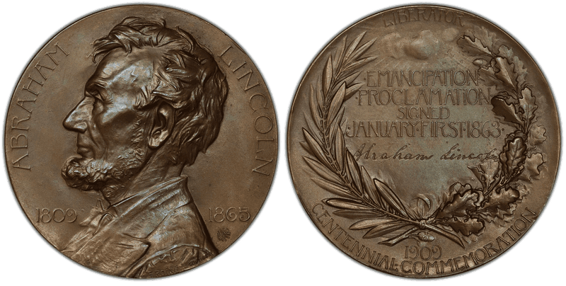 1909 Medal Cunningham 11-070C Bronze Lincoln-Emancipation