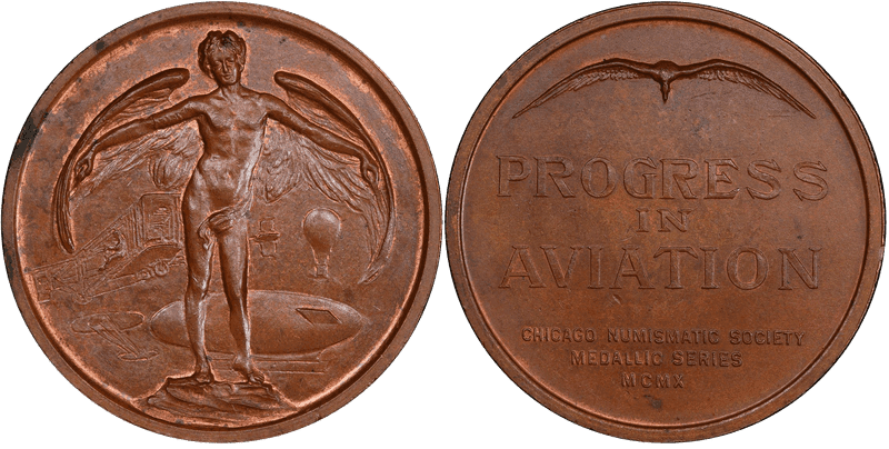 1910 Medal Malpas-186 Bronze 51mm, CNS Progress in Aviation