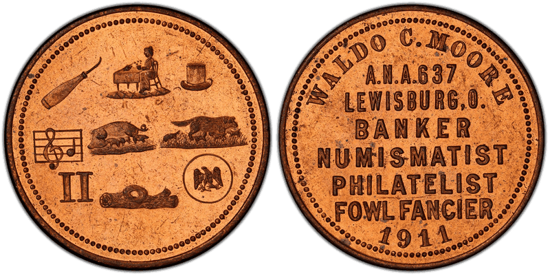 1911 Token Waldo C. Moore Copper 31mm