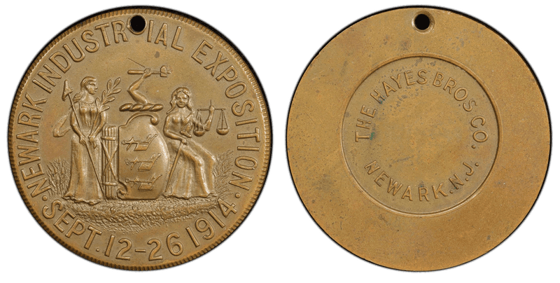 1914 Medal SH-17-21 Brass 33.5mm Newark Industrial Exposition